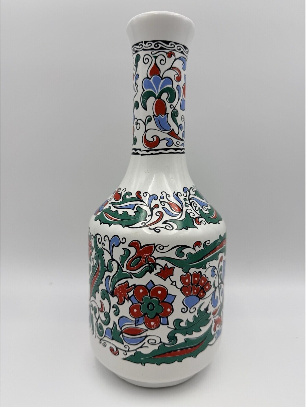 Vintage Metaxa Bottle Decanter Handmade Decorative Floral White Porcelain Greece
